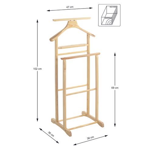 Valet De Nuit Double, Valet De Chambre En Bois Massif Hévéa Coloris ...
