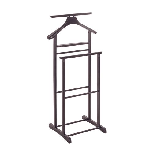 Valet De Nuit Double, Valet De Chambre En Bois Massif Hévéa Coloris Tabac