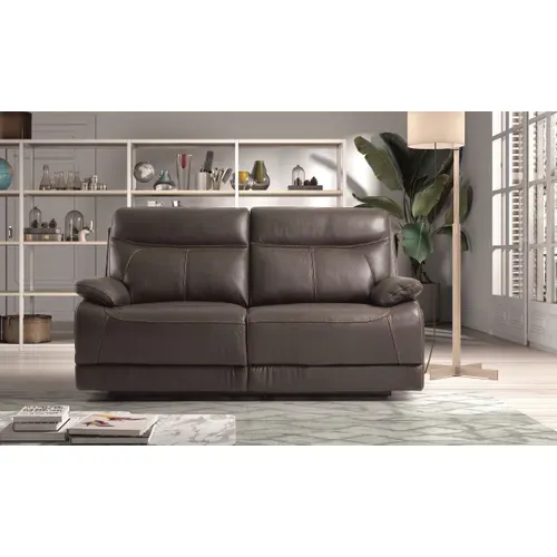 Canapé 3 Places (2 Relax Électriques) En Cuir/pvc Couleur Marron - L. 194 X P. 97 X H. 99 Cm