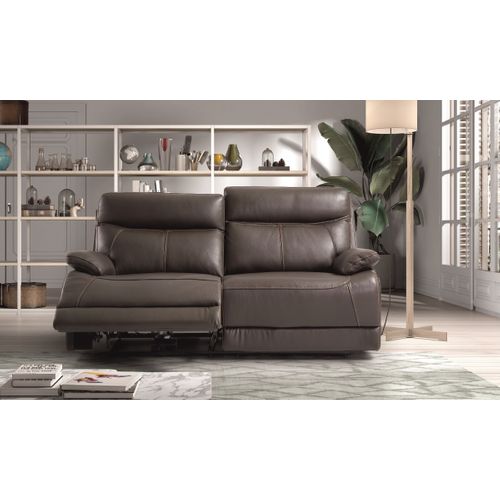 Canapé 3 Places (2 Relax Électriques) En Cuir/pvc Couleur Marron - L. 194 X P. 97 X H. 99 Cm