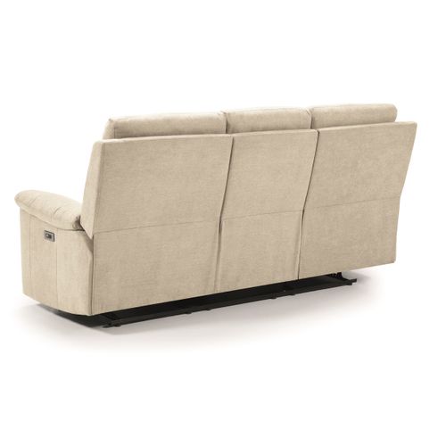 Canapé De 3 Places (2 Relax Électriques) En Tissu Couleur Ivoire - L. 192 X P. 87 X H. 99 Cm