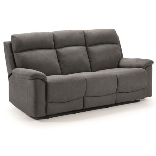 Ensemble Canapé De 3 Places Relax Manuel + Canapé De 2 Places Fixes En Tissu Couleur Gris Foncé