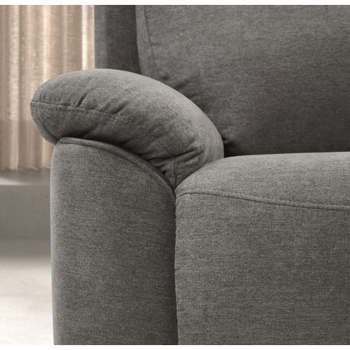 Ensemble Canapé De 3 Places Relax Manuel + Canapé De 2 Places Fixes En Tissu Couleur Gris Foncé