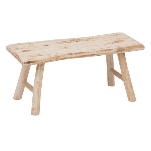 Banc D'assise En Bois Coloris Beige - Longueur 70 X Profondeur 26 X Hauteur 31 Cm
