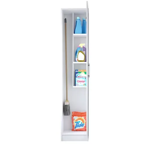Armoire, Placard De Rangement Avec 1 Porte Coloris Blanc - L. 35 X P. 32 X Hauteur 170 Cm