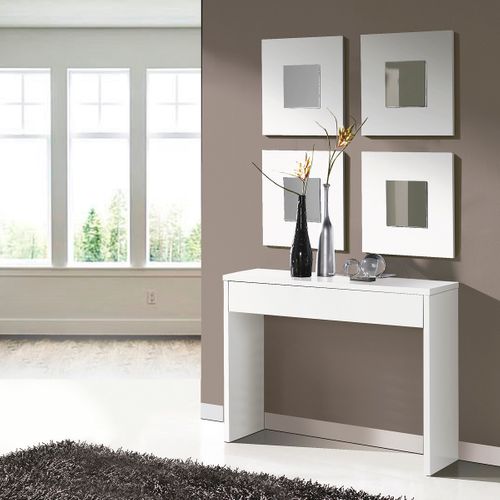 Table Console, Meuble Console Avec 1 Tiroir Coloris Blanc - L. 100 X H. 76 X P. 30 Cm