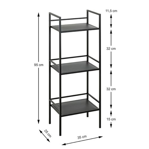 Etagère, Meuble Étagère En Métal Coloris Noir - Longueur 35 X Profondeur 25 X Hauteur 95 Cm