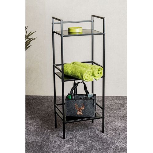 Etagère, Meuble Étagère En Métal Coloris Noir - Longueur 35 X Profondeur 25 X Hauteur 95 Cm