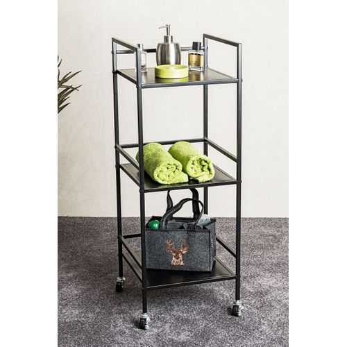 Etagère, Meuble Étagère En Métal Coloris Noir - Longueur 35 X Profondeur 35 X Hauteur 92 Cm