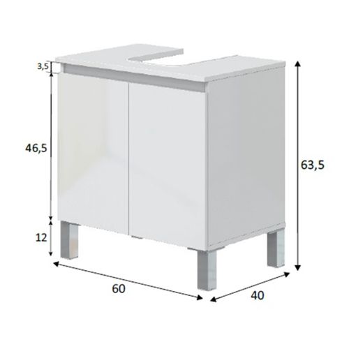 Meuble De Salle De Bain Sous Évier 60 Cm Coloris Blanc Avec 2 Portes