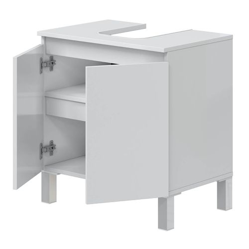 Meuble De Salle De Bain Sous Évier 60 Cm Coloris Blanc Avec 2 Portes