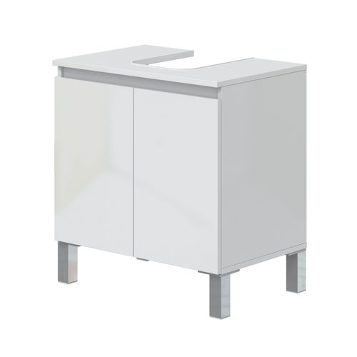 Meuble De Salle De Bain Sous Évier 60 Cm Coloris Blanc Avec 2 Portes