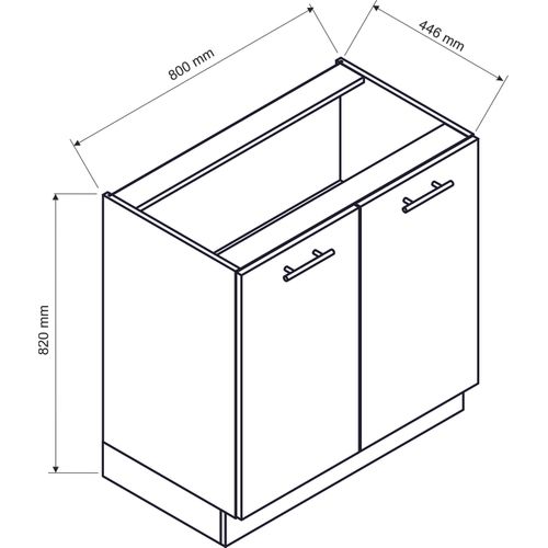 Meuble Bas De Cuisine de 2 Portes Coloris Blanc - Longueur 80 X Profondeur 44,60 X Hauteur 82 Cm
