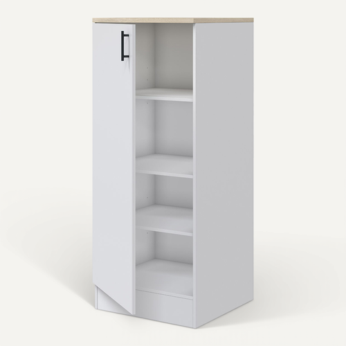 Colonne Armoire De Cuisine Avec 1 Porte Coloris Blanc Brillant/chêne Canadien
