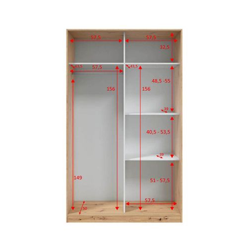 Armoire, Placard Avec 2 Portes Coulissantes Coloris Chêne Nordique, Blanc Artic