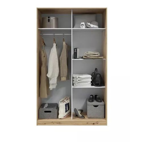 Armoire, Placard Avec 2 Portes Coulissantes Coloris Chêne Nordique, Blanc Artic