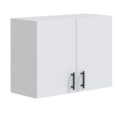 Meuble à Suspendre, Meuble Haut Pour Cuisine Avec 2 Portes Coloris Blanc Brillant