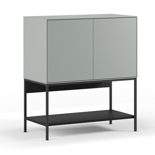 Buffet, Meuble De Rangement Aspect Bois Avec 2 Portes Coloris Vert, Pieds En Métal Noir