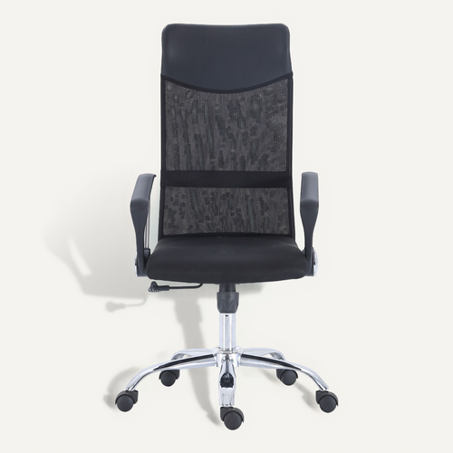 Chaise Du Bureau Pivotante En Simili-cuir Coloris Noir Et Métal Coloris Chromé