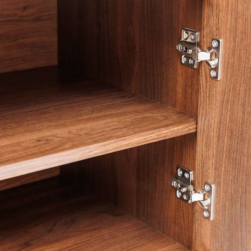 Meuble TV De 4 Portes 2 Coloris Noyer - Longueur 140 X Profondeur 40 X Hauteur 48 Cm