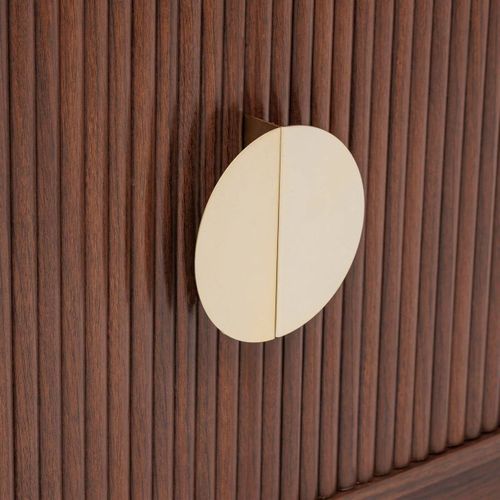 Meuble TV De 4 Portes 2 Coloris Noyer - Longueur 140 X Profondeur 40 X Hauteur 48 Cm