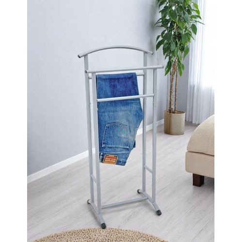 Valet De Nuit Double En Métal Gris - Longueur 48 X Hauteur 107 X Profondeur 36 Cm