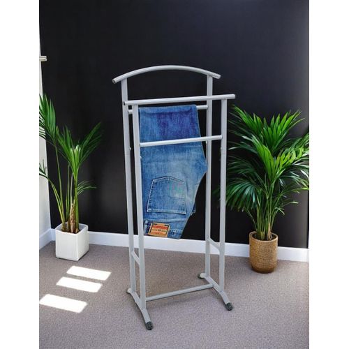 Valet De Nuit Double En Métal Gris - Longueur 48 X Hauteur 107 X Profondeur 36 Cm