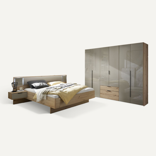 Chambre à Coucher (armoire + Lit Adulte 160x200 Cm + 2 Chevets)