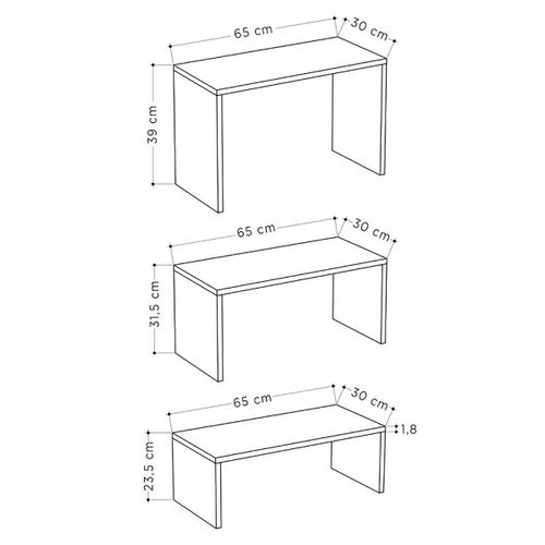Lot De 3 Tables D'appoint Gigognes, Tables Multifonctions Blanches Différentes Tailles