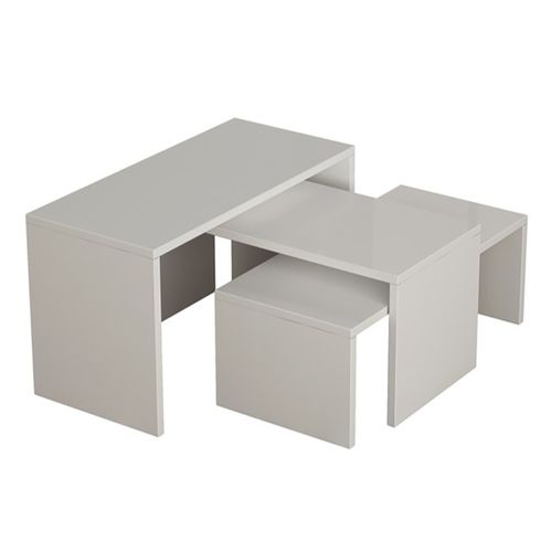 Lot De 3 Tables D'appoint Gigognes, Tables Multifonctions Blanches Différentes Tailles
