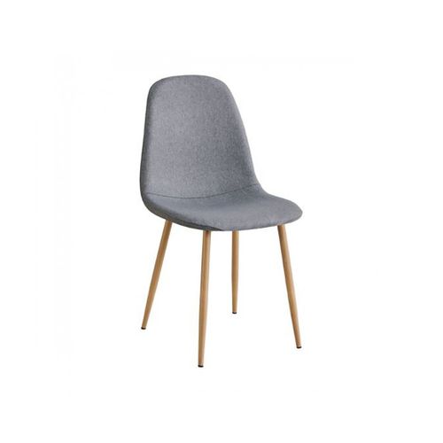 Lot De 4 Chaise De Salle à Manger Avec Assise Rembourrée En Tissu Gris Et Pieds Couleur Naturelle