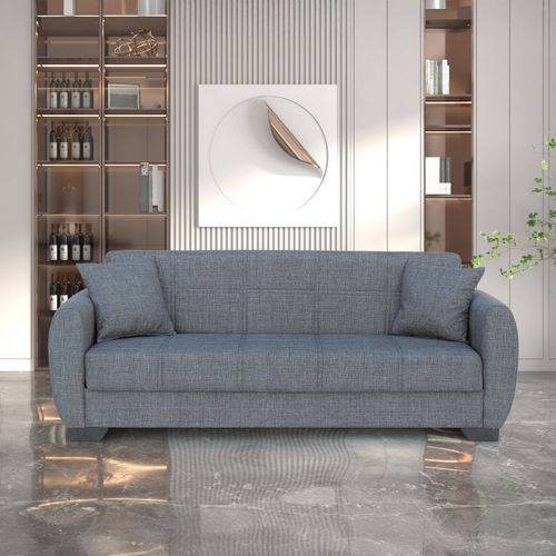 Canapé-lit En Tissu Gris Sofa Convertible - Longueur 234 X Hauteur 102 X Profondeur 86 Cm