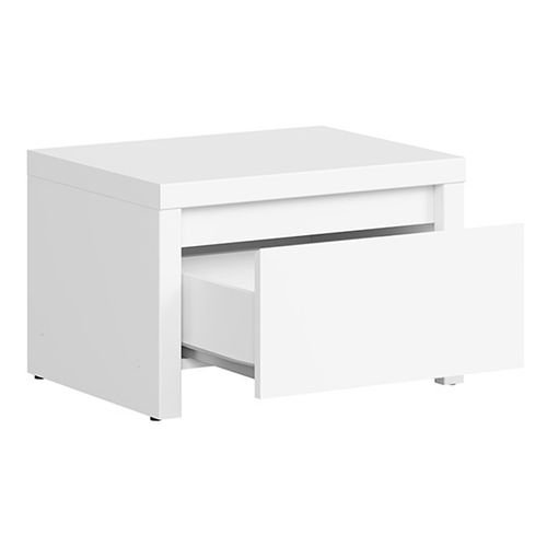 Table De Chevet Table De Nuit Avec Tiroir, Coloris Blanc/blanc Mat - L. 51 X P. 40,5 X H. 33,5 Cm
