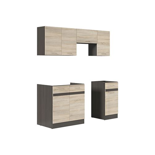Cuisine Complète 180 Cm, ensemble De Meuble De Cuisine coloris chêne sonoma, Sans Plan De Travail