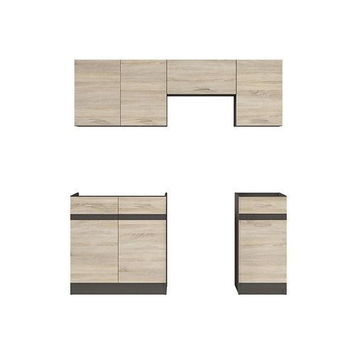 Cuisine Complète 180 Cm, ensemble De Meuble De Cuisine coloris chêne sonoma, Sans Plan De Travail