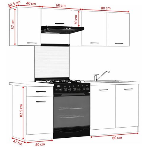 Cuisine Complète 180 Cm, ensemble De Meuble De Cuisine coloris chêne sonoma, Sans Plan De Travail