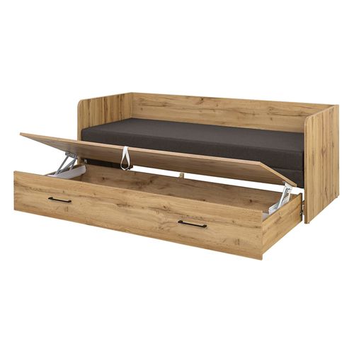 Lit canapé Convertible 80-160x200 cm avec Coffre de Rangement, Matelas et 3 oreillers