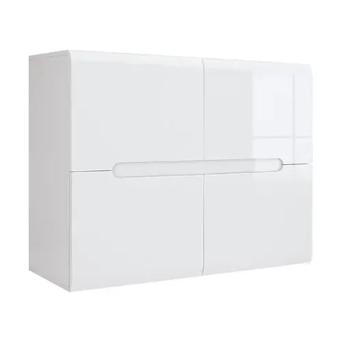 Meuble De Rangement Commode à 4 Portes,coloris Blanc/blanc Haute Brillance