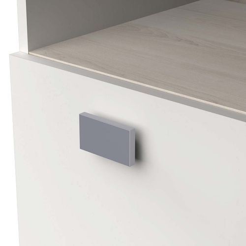 Desserte De Cuisine Meuble Micro-ondes Couleur Acacia / Blanc Mat - L. 99,3 X P. 41,3 X H. 132,2 Cm