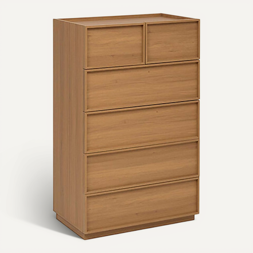 Commode Meuble De Rangement à 6 Tiroirs, Coloris Marron - L. 115 X P. 48 X H. 78 Cm
