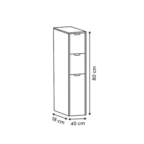 Meuble D'appoint De Rangement à 3 Tiroirs, Coloris Chêne/blanc - L. 40 X P. 18 X H. 80 Cm