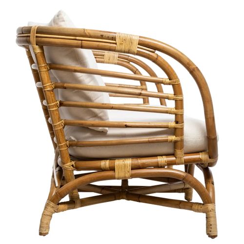 Canapé, Banquette 2 Places En Rotin Coloris Beige / Marron - L. 146.5 X P. 75 X H. 79 Cm