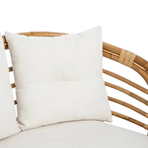 Canapé, Banquette 2 Places En Rotin Coloris Beige / Marron - L. 146.5 X P. 75 X H. 79 Cm