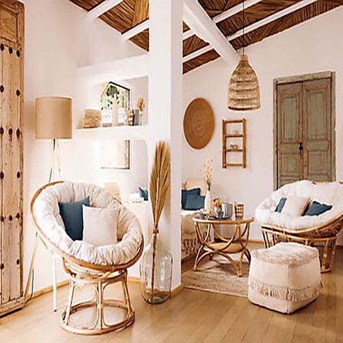 Fauteuil Chaise En Rotin Coloris Beige Pour Terrasse Jardin Et Salon