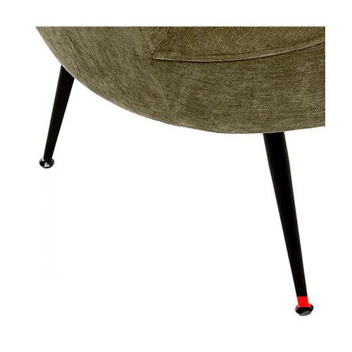 Fauteuil Club Avec Pieds Métal Noir, Coloris Vert Olive - L. 63 X P. 69 X H. 71 Cm