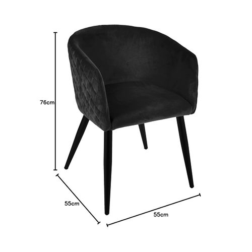 Lot De 2 Fauteuils En Velours Avec Pieds En Métal, Coloris Noir - L. 55 X P. 55 X H. 76 Cm