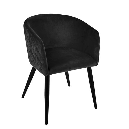Lot De 2 Fauteuils En Velours Avec Pieds En Métal, Coloris Noir - L. 55 X P. 55 X H. 76 Cm