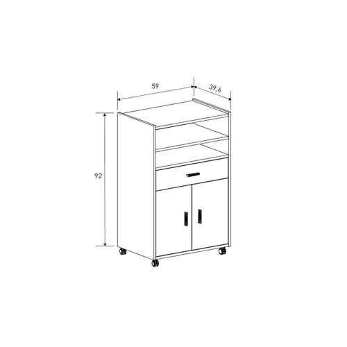 Meuble D'appoint De Cuisine à Roulettes Avec étagères, 1 Tiroir Et Armoire à 2 Portes