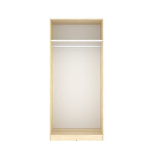 Armoire Placard De Rangement à 2 Portes Battantes Et Tringle, Coloris Blanc/chêne Clair