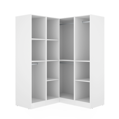 Armoire D'angle Placard De Rangement à 4 Portes Battantes, Coloris Blanc